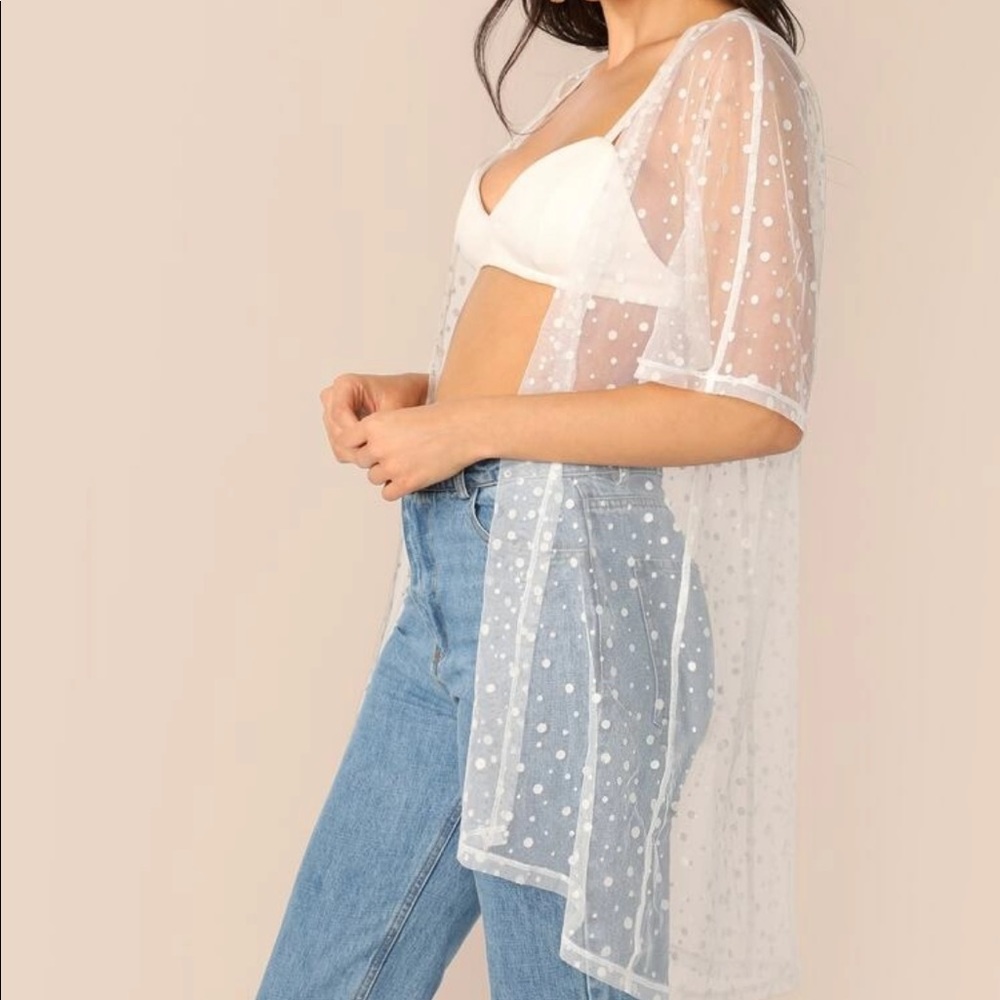Sheer Dobo Mesh Kimono without Bra - Picture 3 of 8